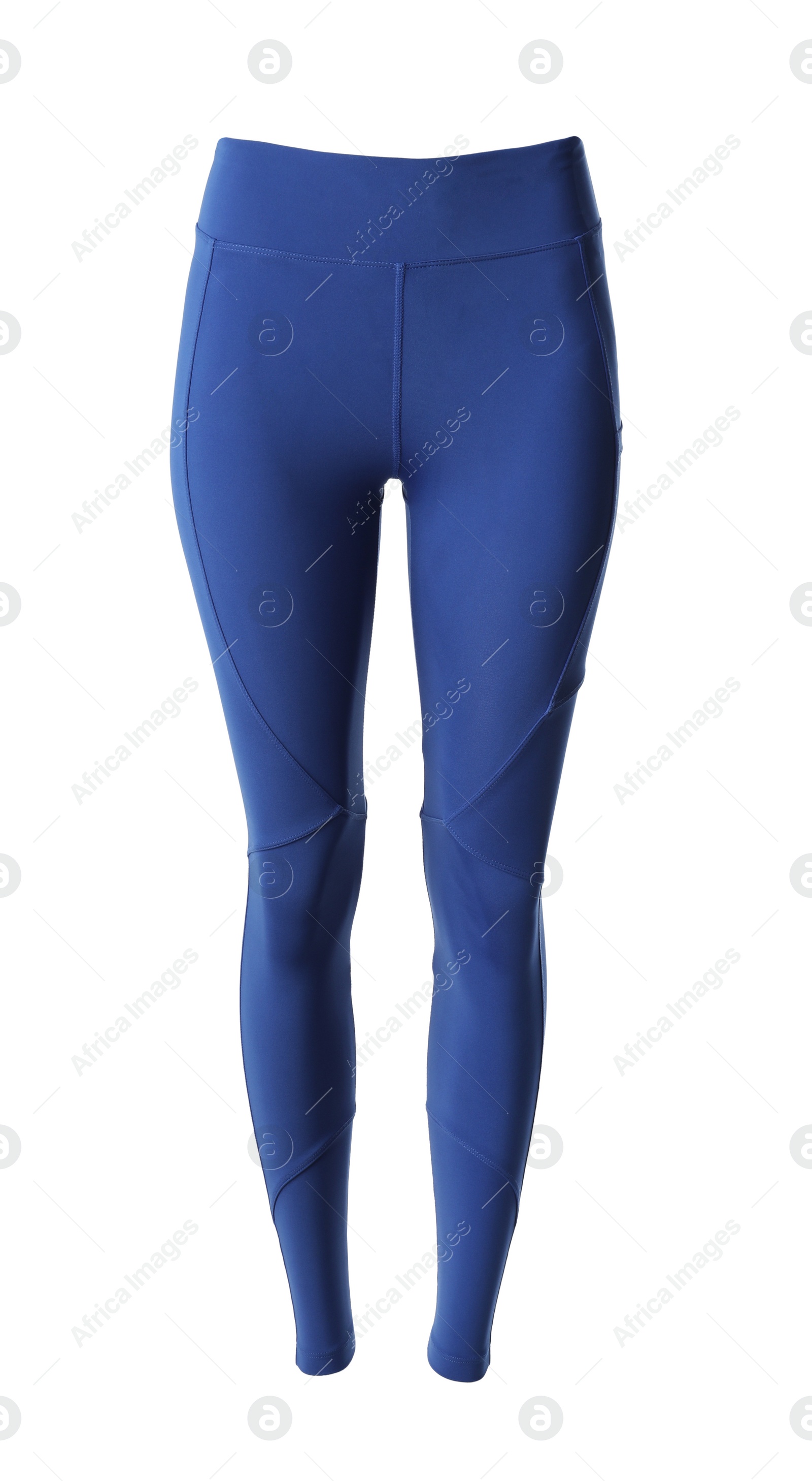 Photo of Blue women's leggins isolated on white. Sports clothing