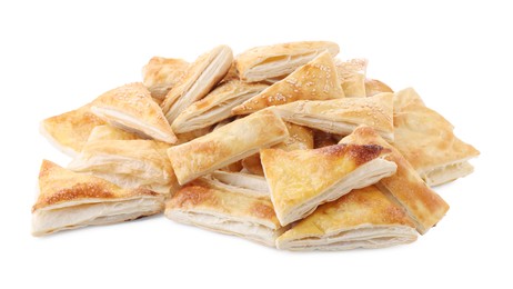 Delicious fresh puff pastries isolated on white