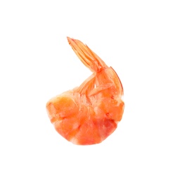 Photo of Freshly cooked delicious shrimp on white background