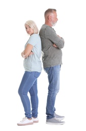 Photo of Upset mature couple on white background. Relationship problems