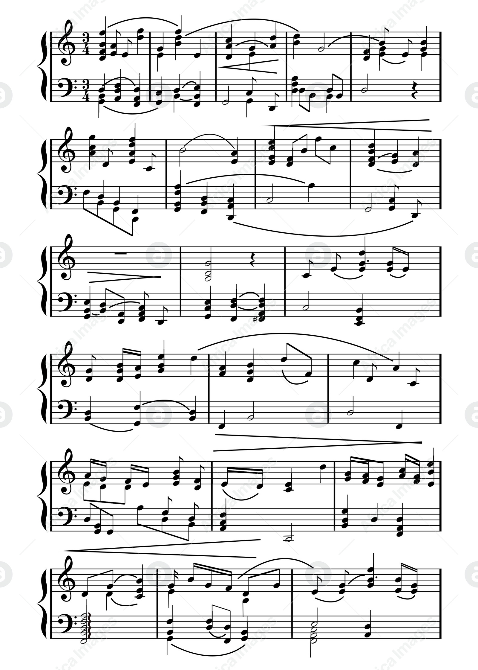 Illustration of Music notation. Different musical symbols combined into composition