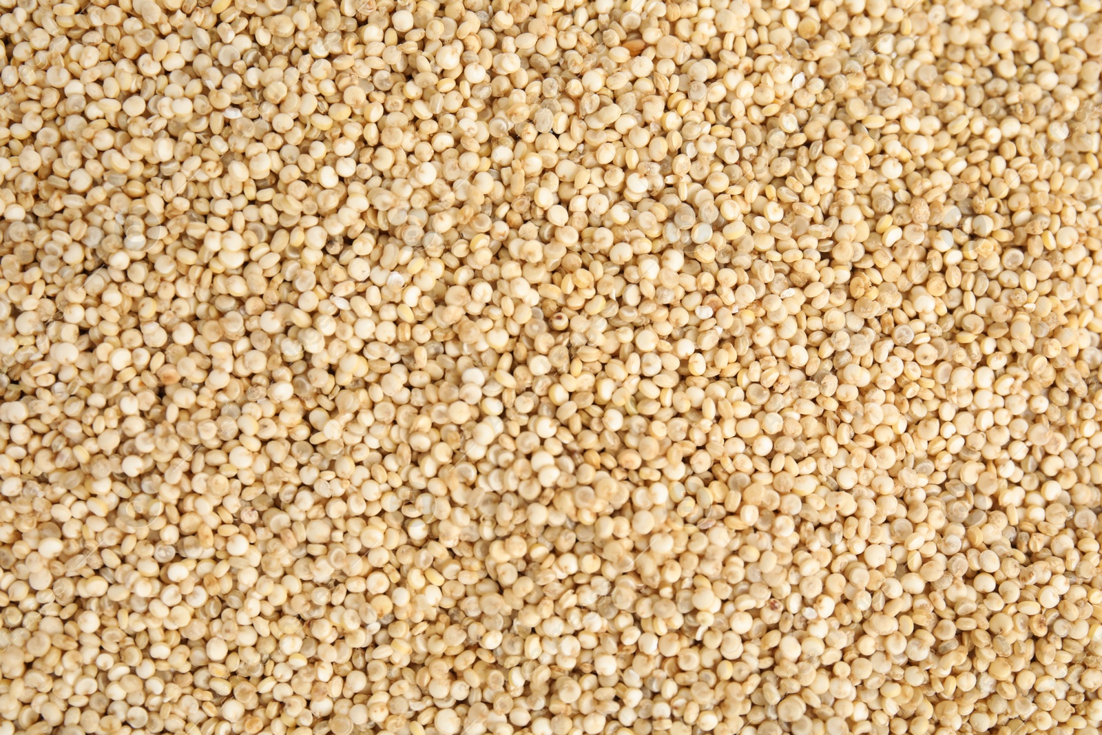 Photo of Uncooked white quinoa as background, top view