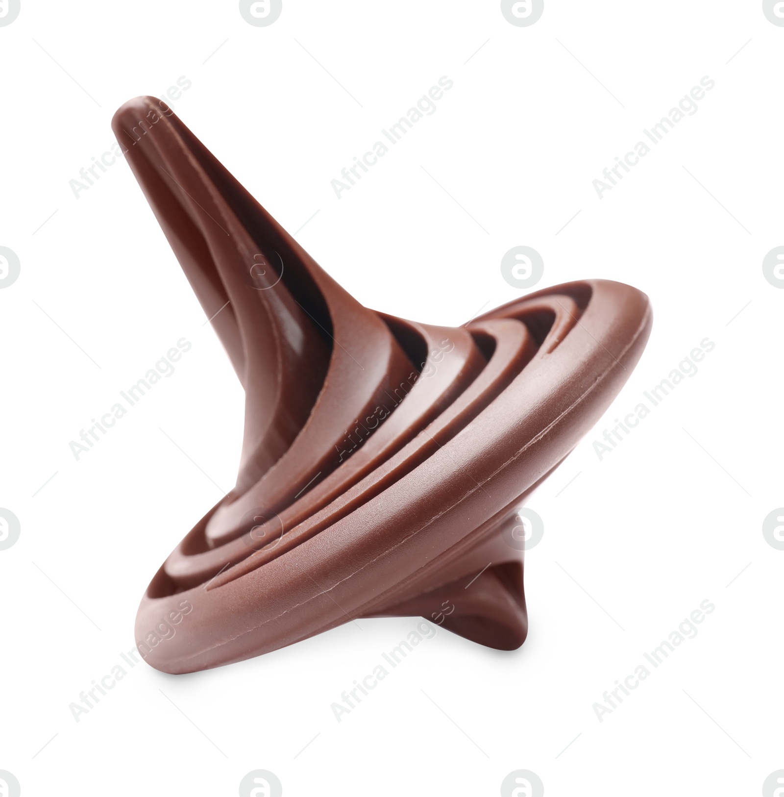 Photo of One brown spinning top on white background