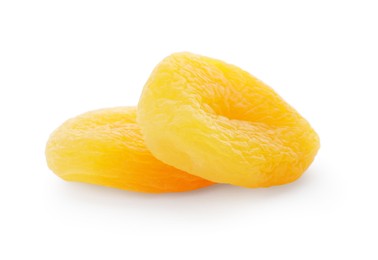 Photo of Tasty dried apricots isolated on white. Healthy snack