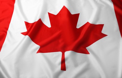 Flag of Canada as background, closeup view