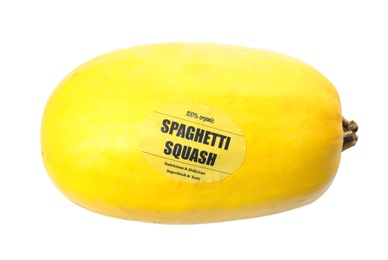 Photo of Whole ripe spaghetti squash on white background