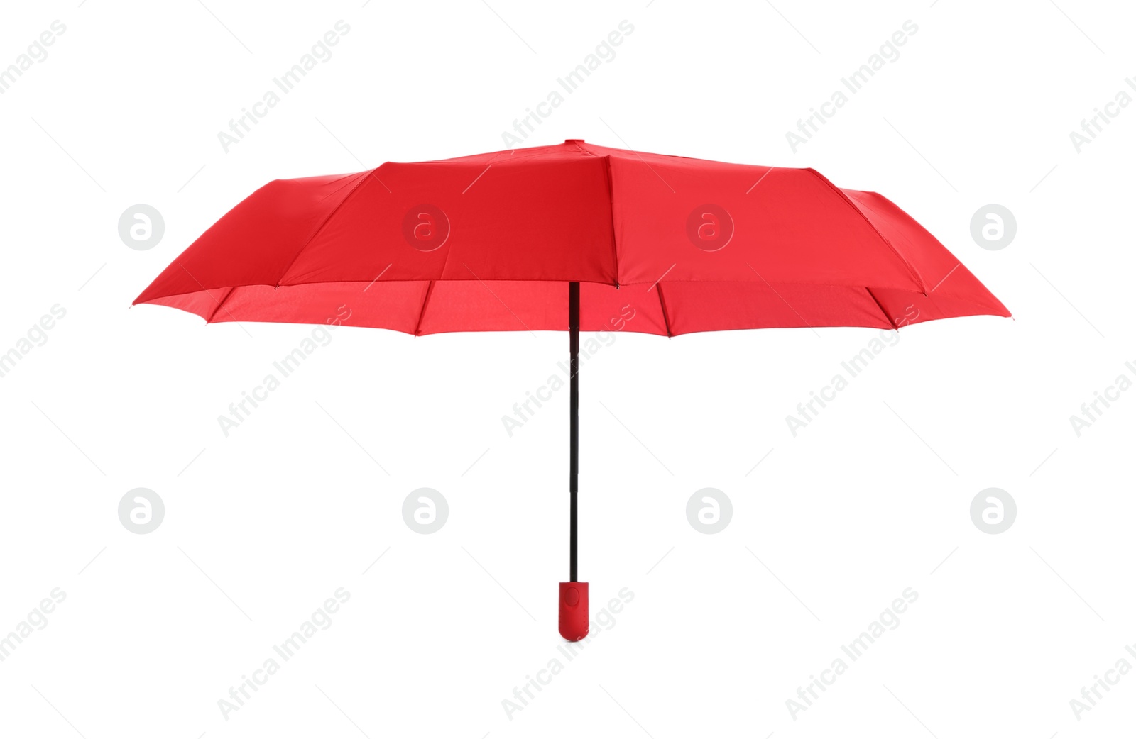 Photo of Stylish open red umbrella isolated on white