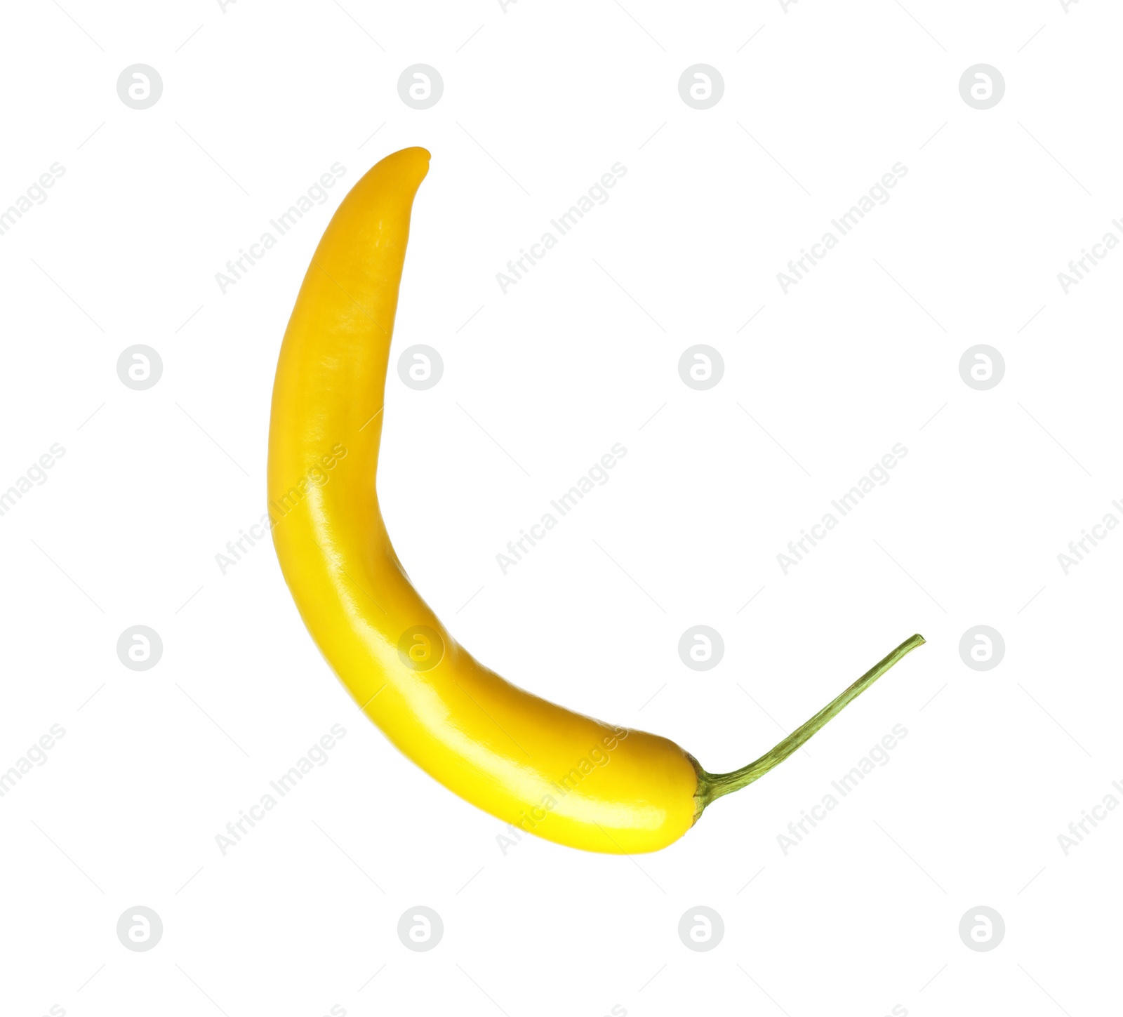 Photo of Ripe yellow hot chili pepper isolated on white