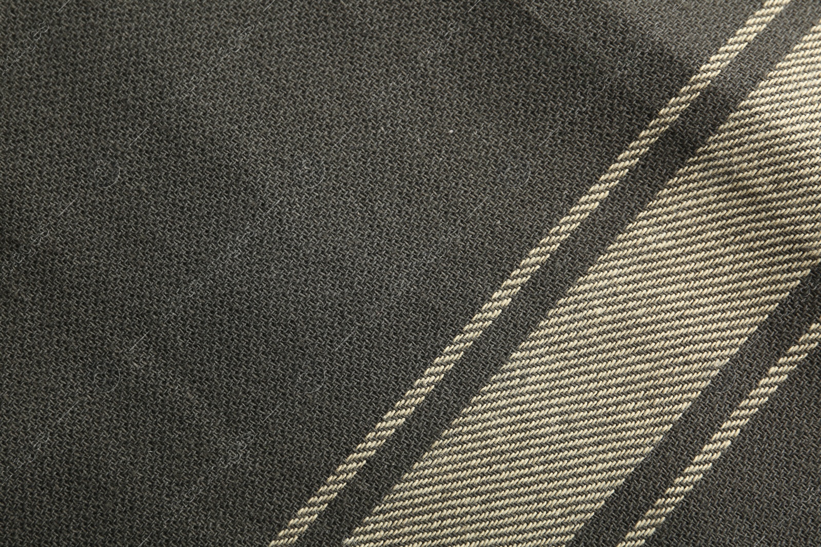 Photo of Texture of dark fabric with stripes as background, closeup