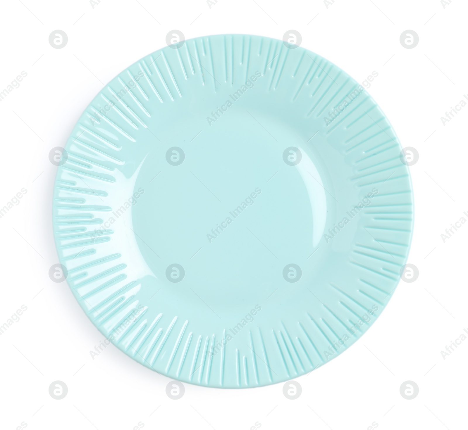 Photo of Beautiful ceramic plate isolated on white, top view