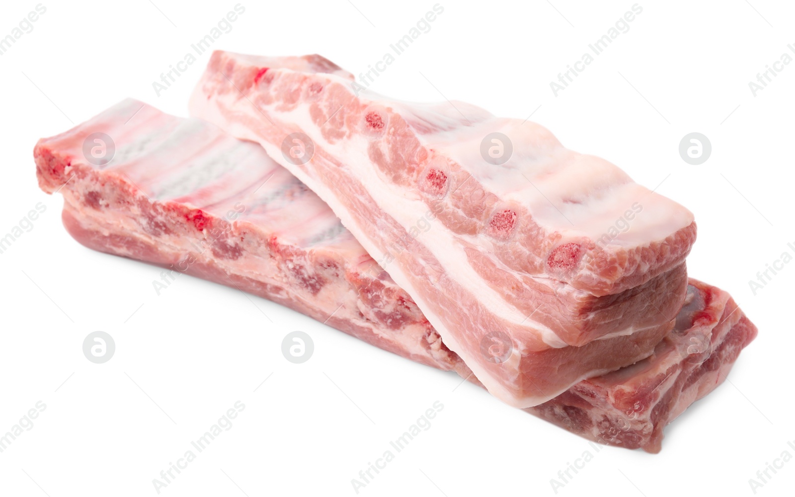 Photo of Fresh raw pork ribs isolated on white