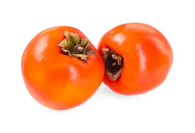 Delicious ripe juicy persimmons isolated on white