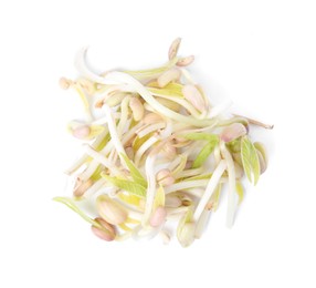 Heap of mung bean sprouts isolated on white, top view