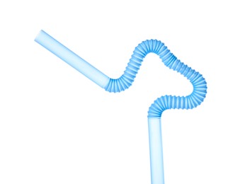 Photo of Light blue plastic cocktail straw isolated on white