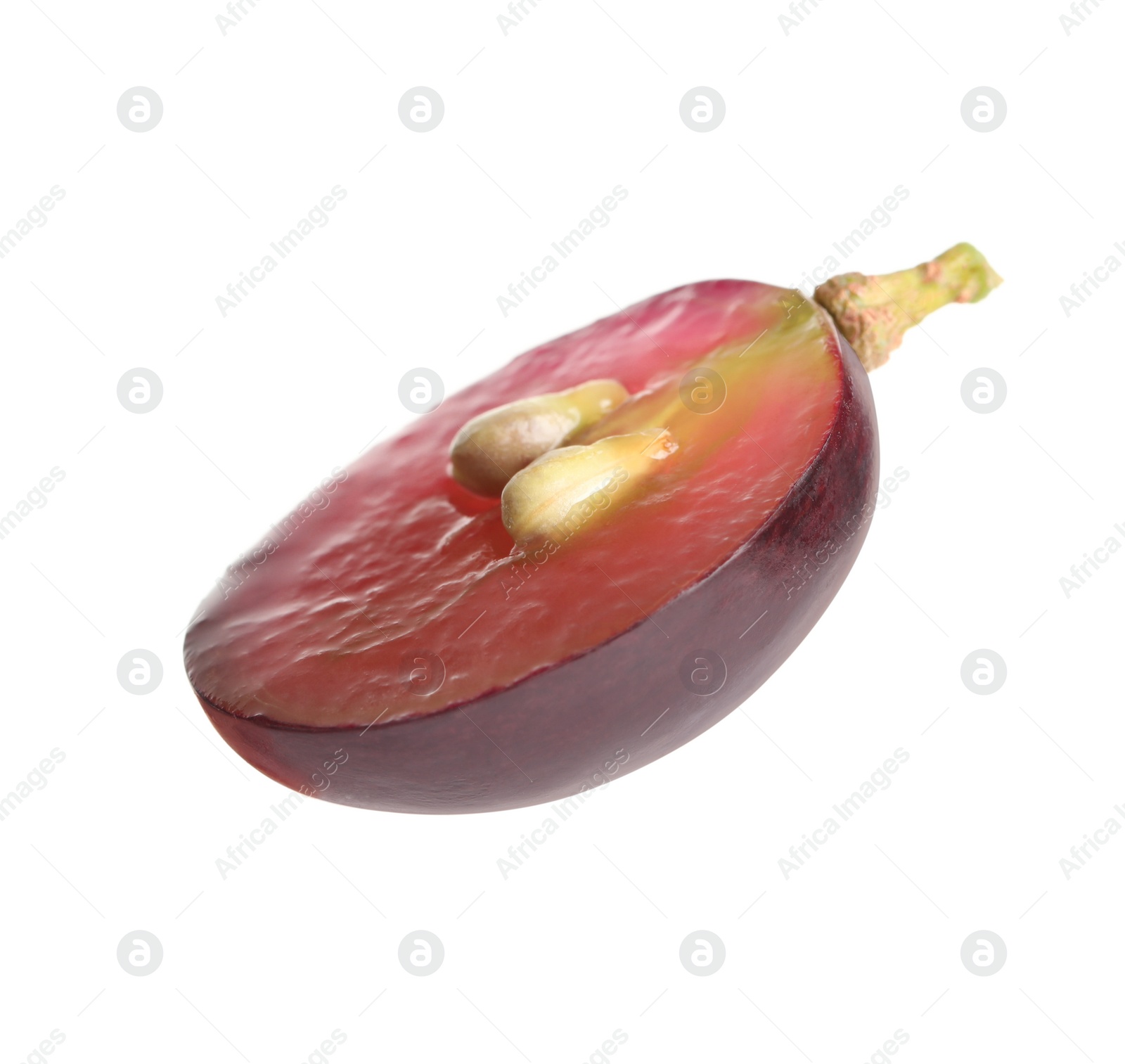 Photo of Half of delicious ripe red grape isolated on white