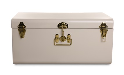 One stylish storage trunk isolated on white