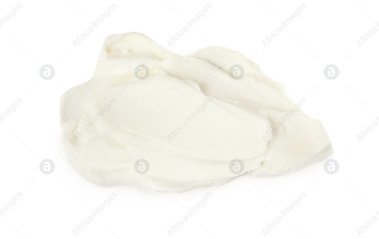 Photo of Smear of delicious cream cheese isolated on white, top view