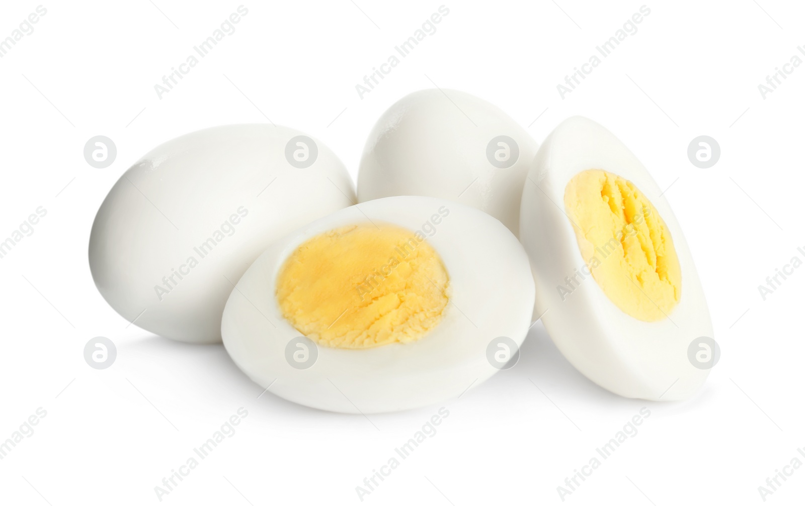 Photo of Fresh hard boiled chicken eggs isolated on white