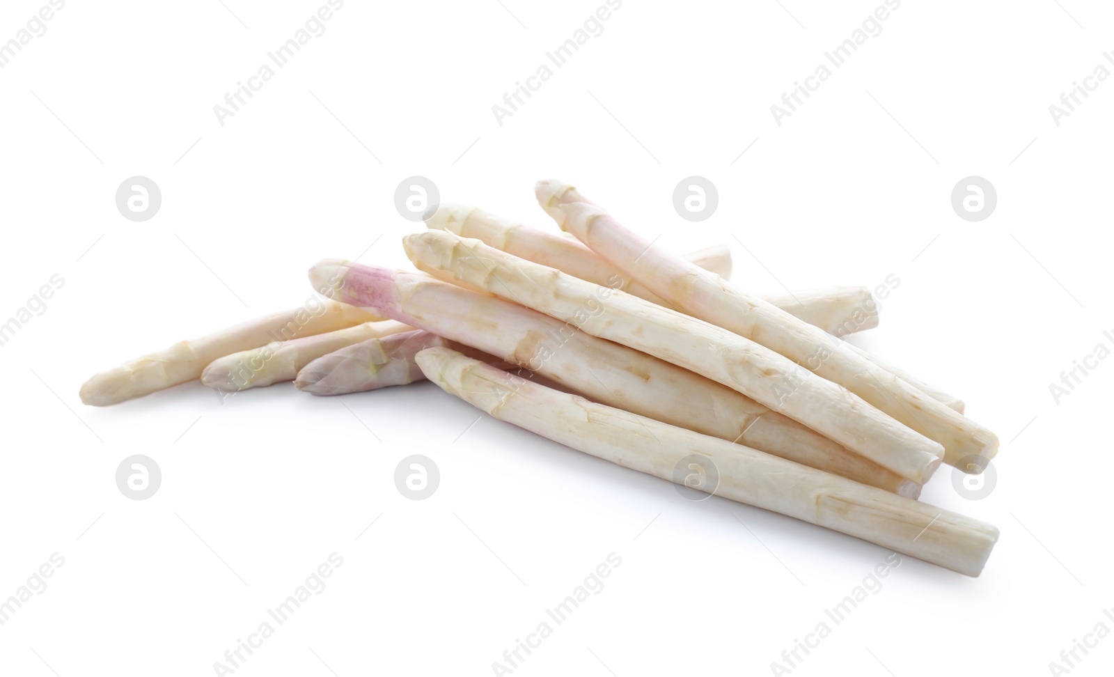 Photo of Pile of fresh raw asparagus isolated on white