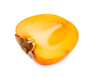 Piece of fresh persimmon fruit isolated on white