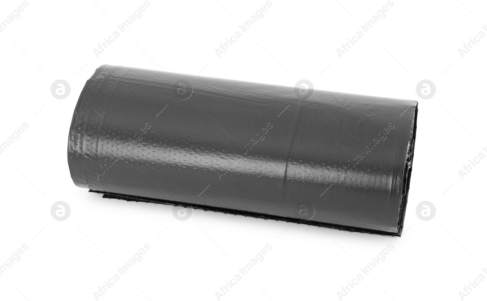 Photo of Roll of black garbage bags isolated on white