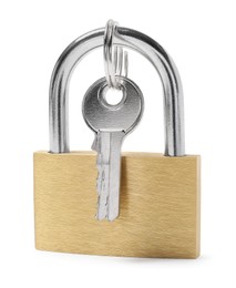 Steel padlock and keys isolated on white