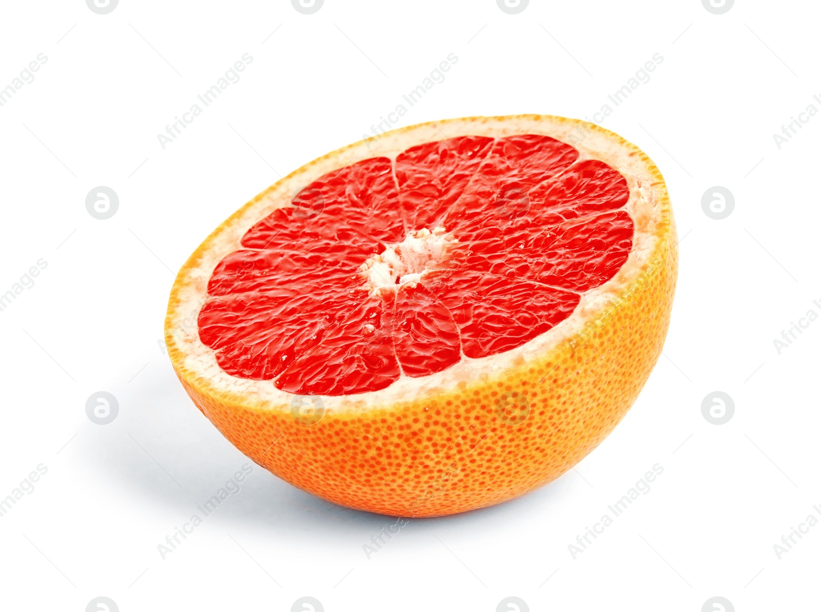 Photo of Half of ripe grapefruit isolated on white