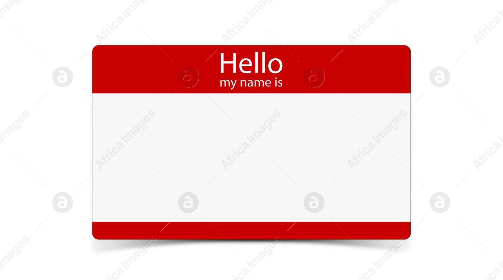 Illustration of Card with text Hello my name is on white background, illustration. Mockup for design 