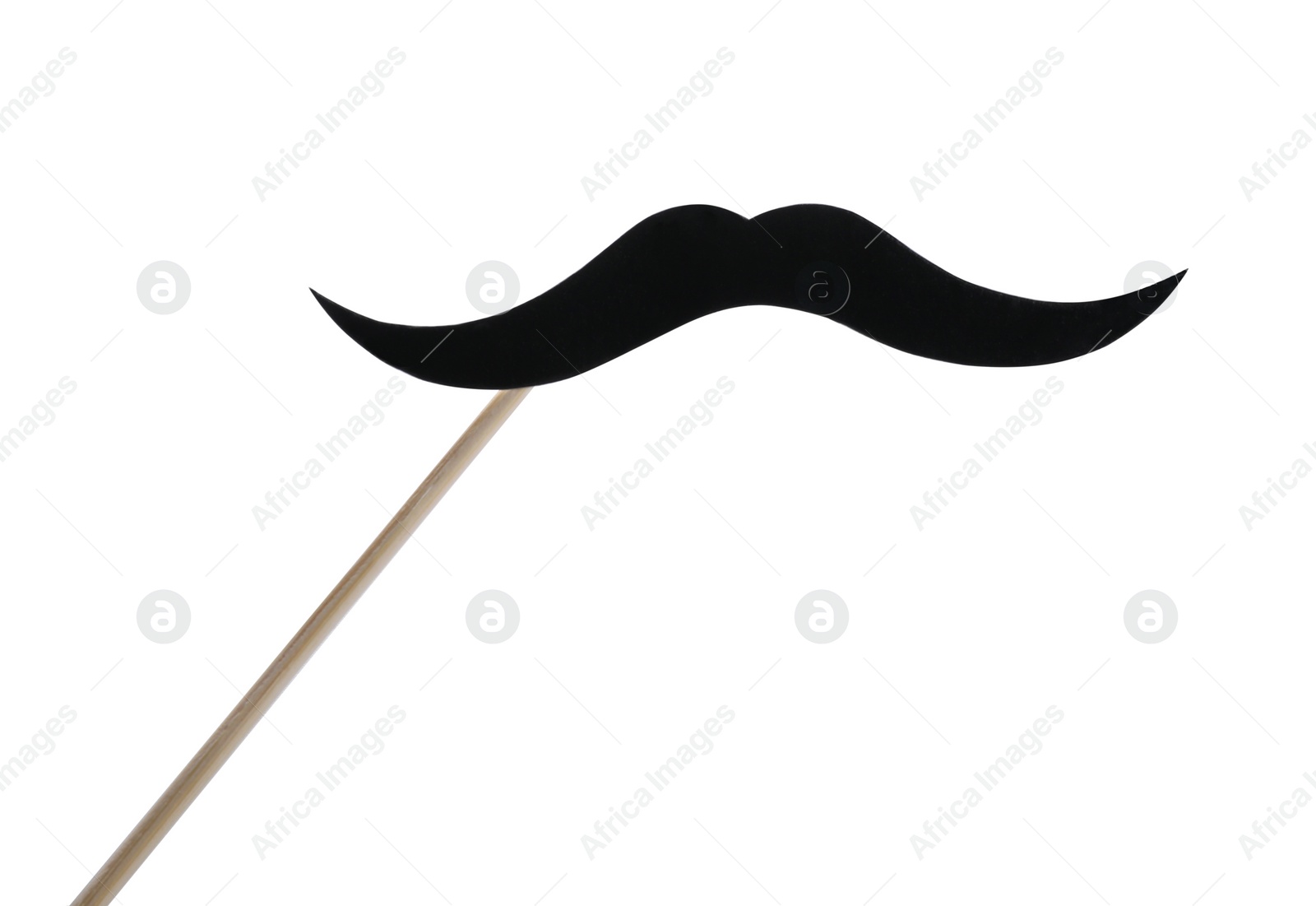 Photo of Fake paper mustache on stick against white background