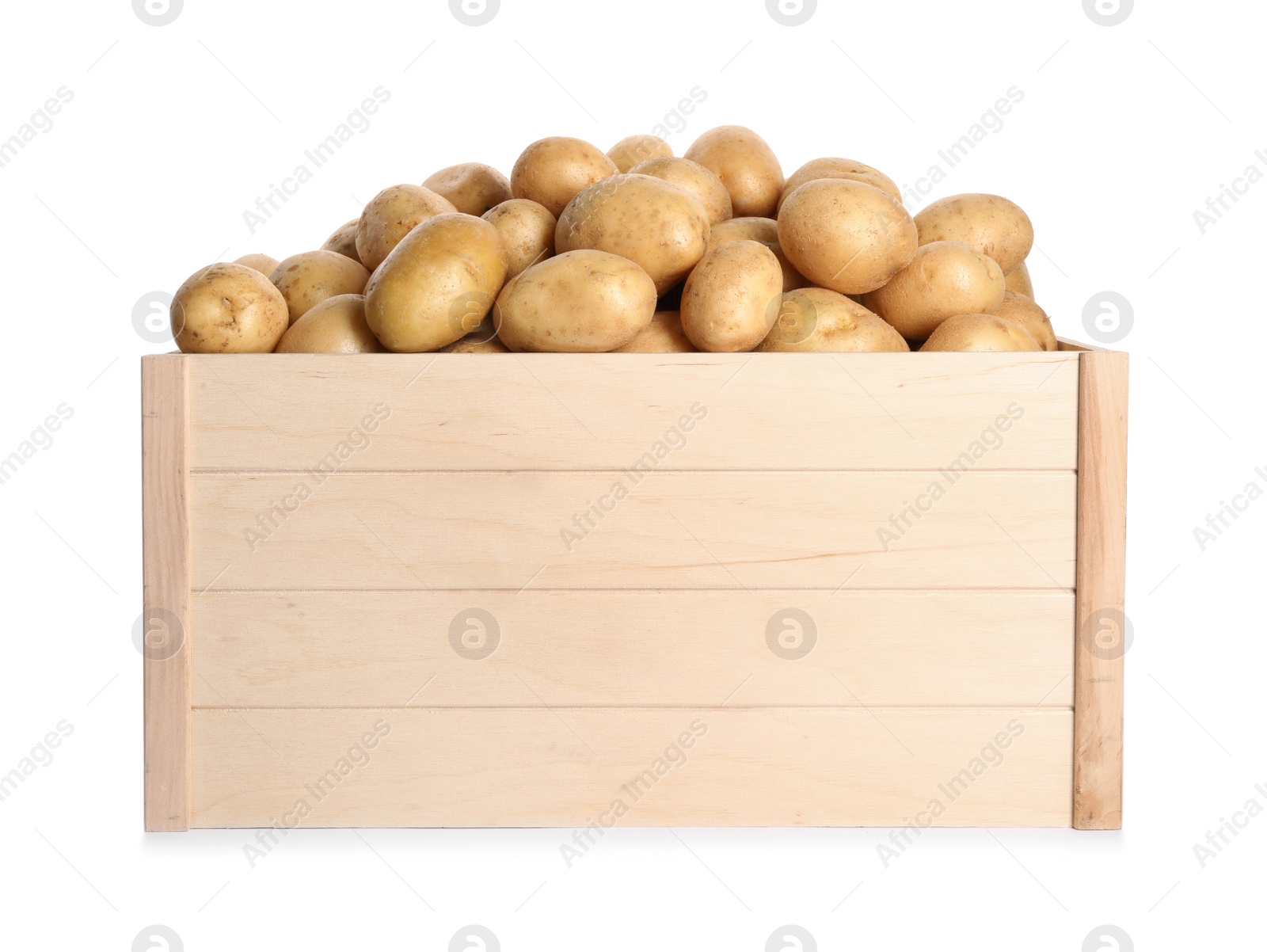Photo of Raw fresh organic potatoes on white background