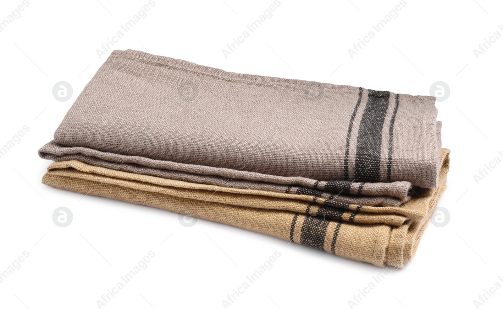 Photo of Two different fabric napkins on white background