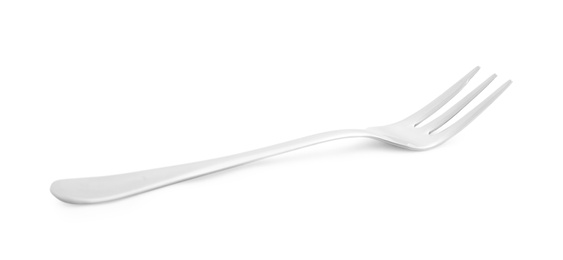 Photo of New clean shiny fork isolated on white