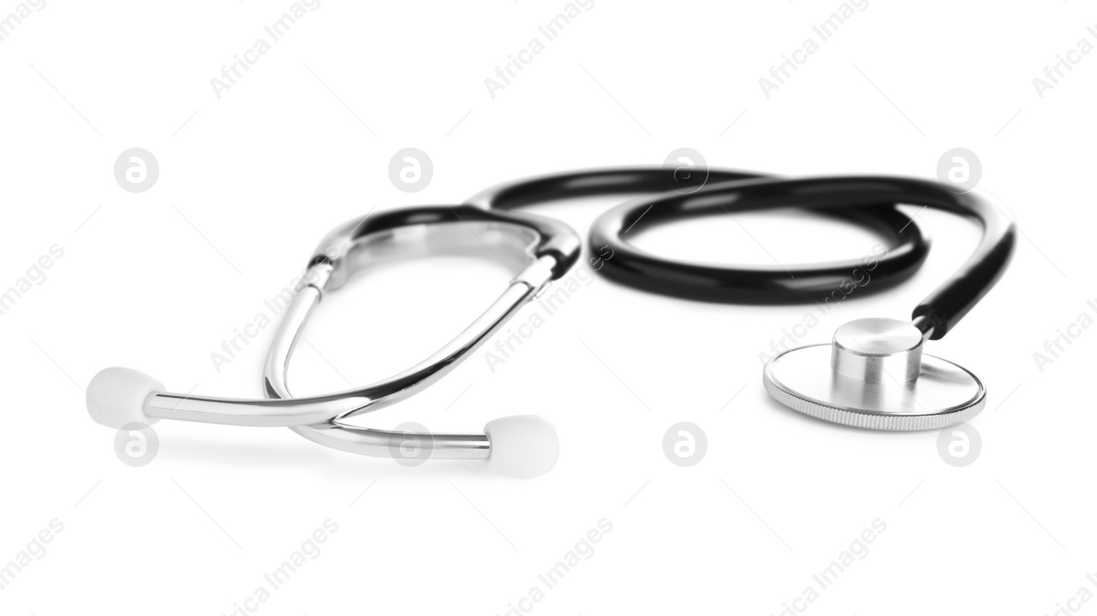 Photo of Stethoscope on white background. Professional medical device