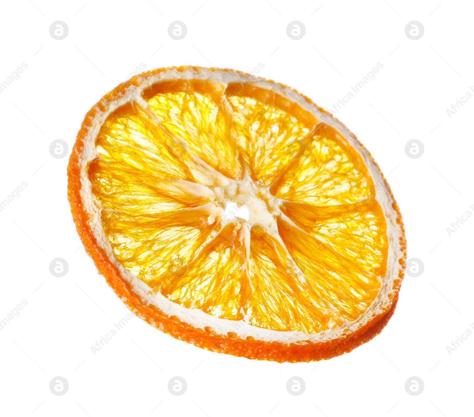 Delicious dry orange slice isolated on white Photo of Delicious dry orange slice isolated on white