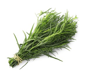 Photo of Bunch of fresh tarragon on white background