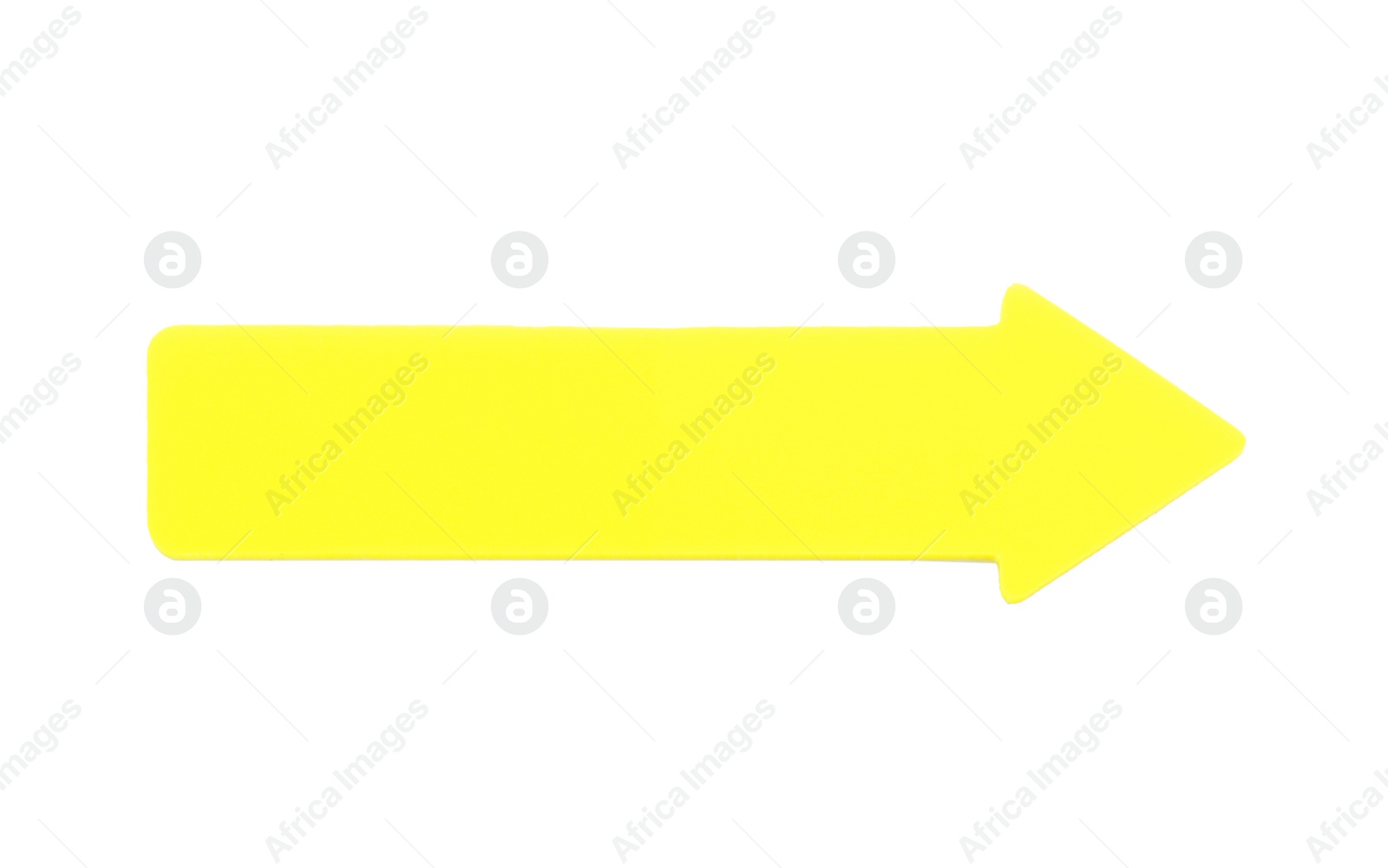 Photo of Colorful arrow shaped sticky note on white background. School stationery