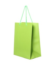 One green shopping bag isolated on white