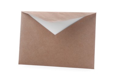 Photo of Simple kraft paper envelope isolated on white