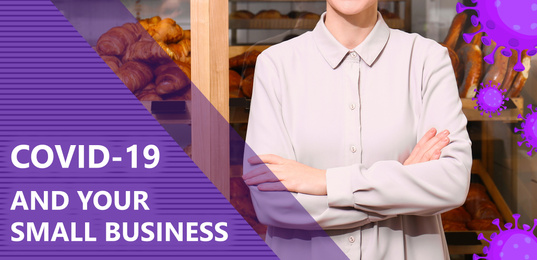 Image of Young woman in her bakery, closeup. Small business crisis during covid-19 outbreak