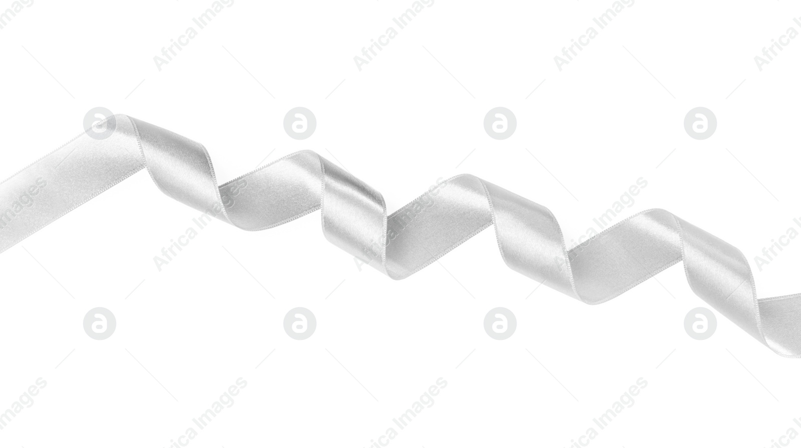 Image of One white satin ribbon isolated on white