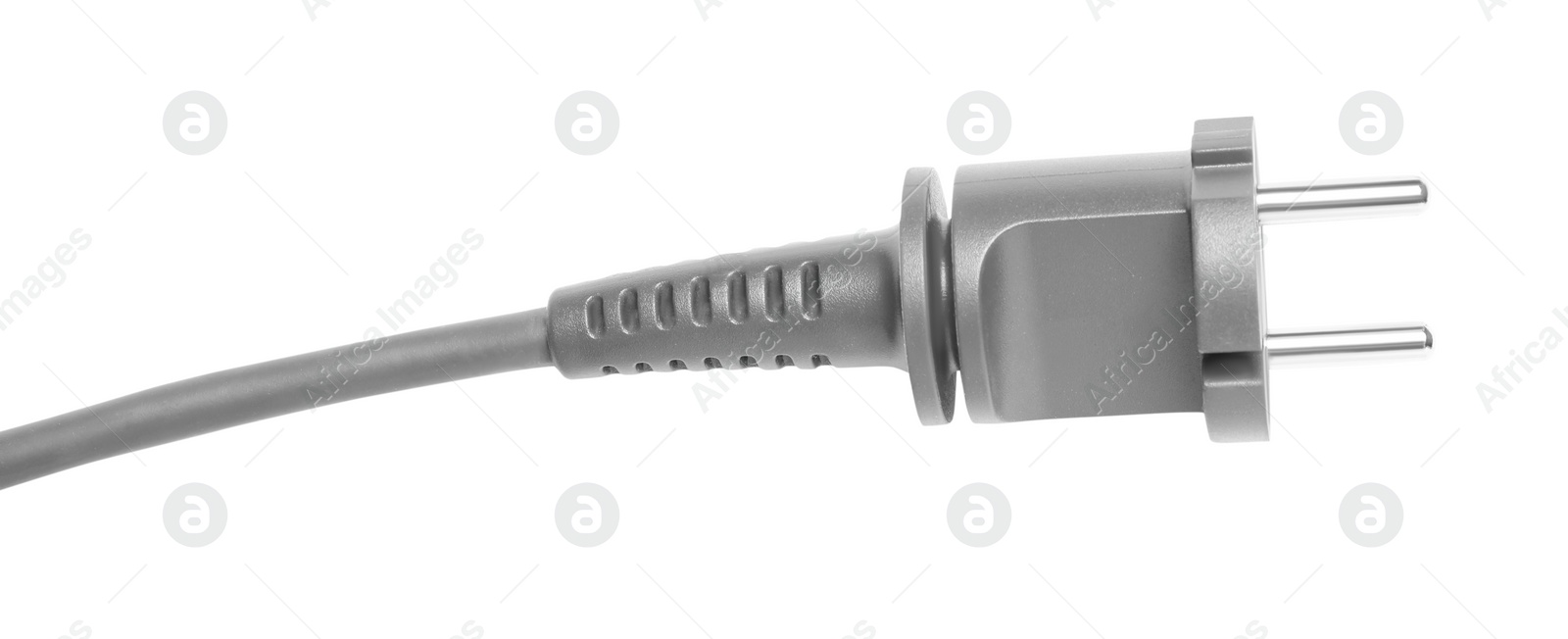 Photo of Grey cable with plug isolated on white