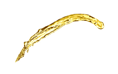 Image of Splash of natural cooking oil on white background