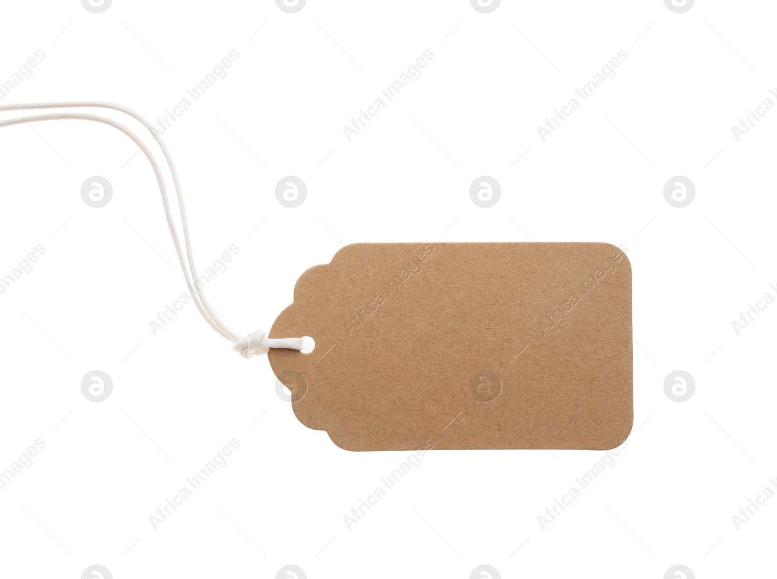 Photo of Carton gift tag with space for text isolated on white