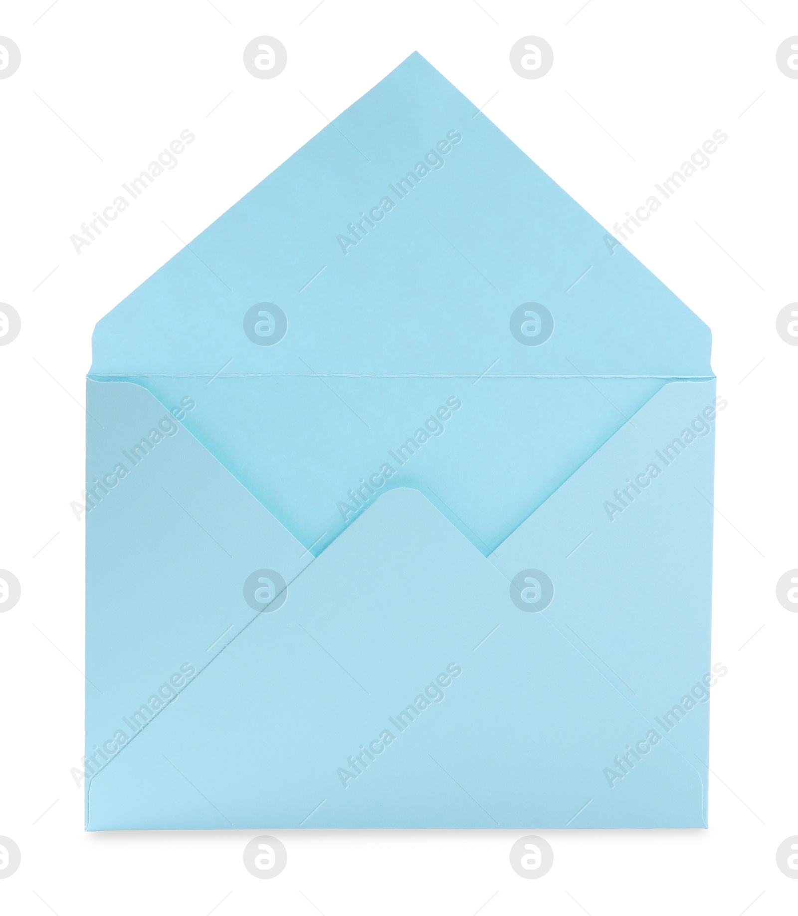 Photo of Light blue letter envelope on white background