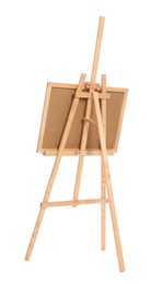 Wooden easel with board isolated on white. Artist's equipment
