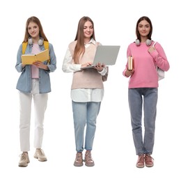 Image of Group of happy students on white background