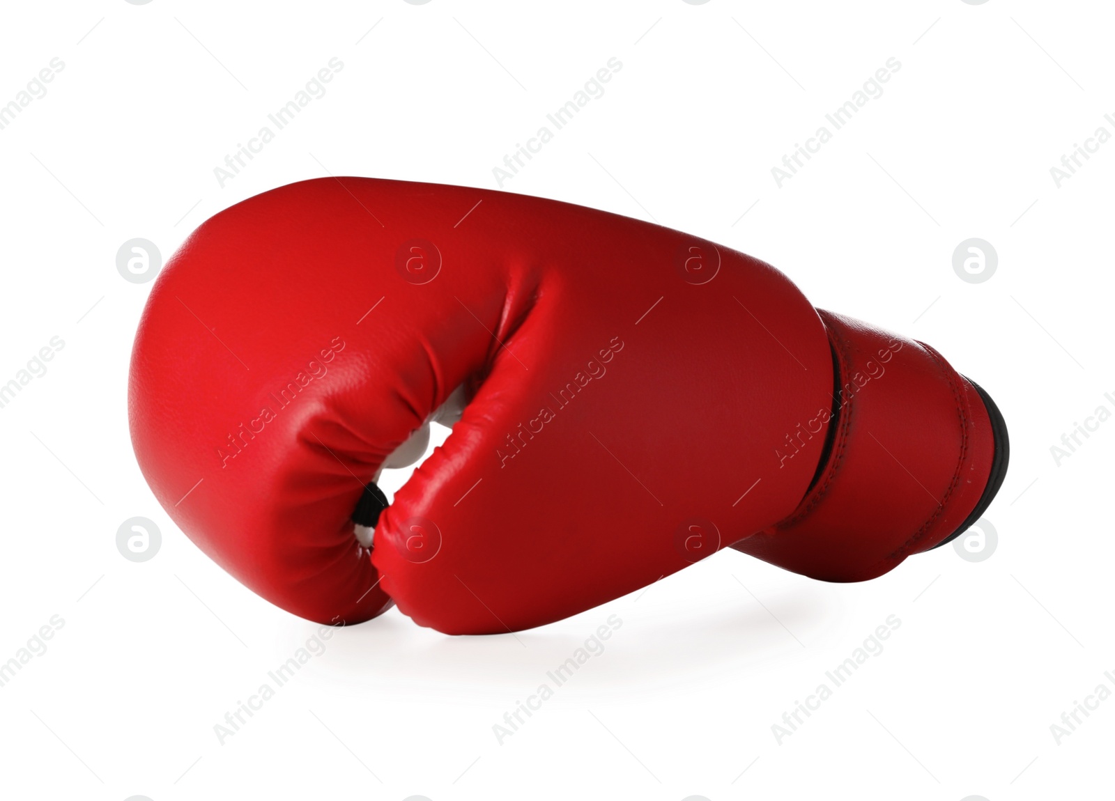 Photo of New red boxing glove isolated on white