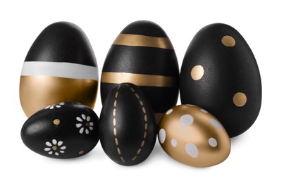 Beautifully painted Easter eggs isolated on white