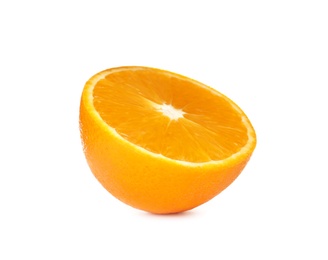 Photo of Half of ripe orange isolated on white