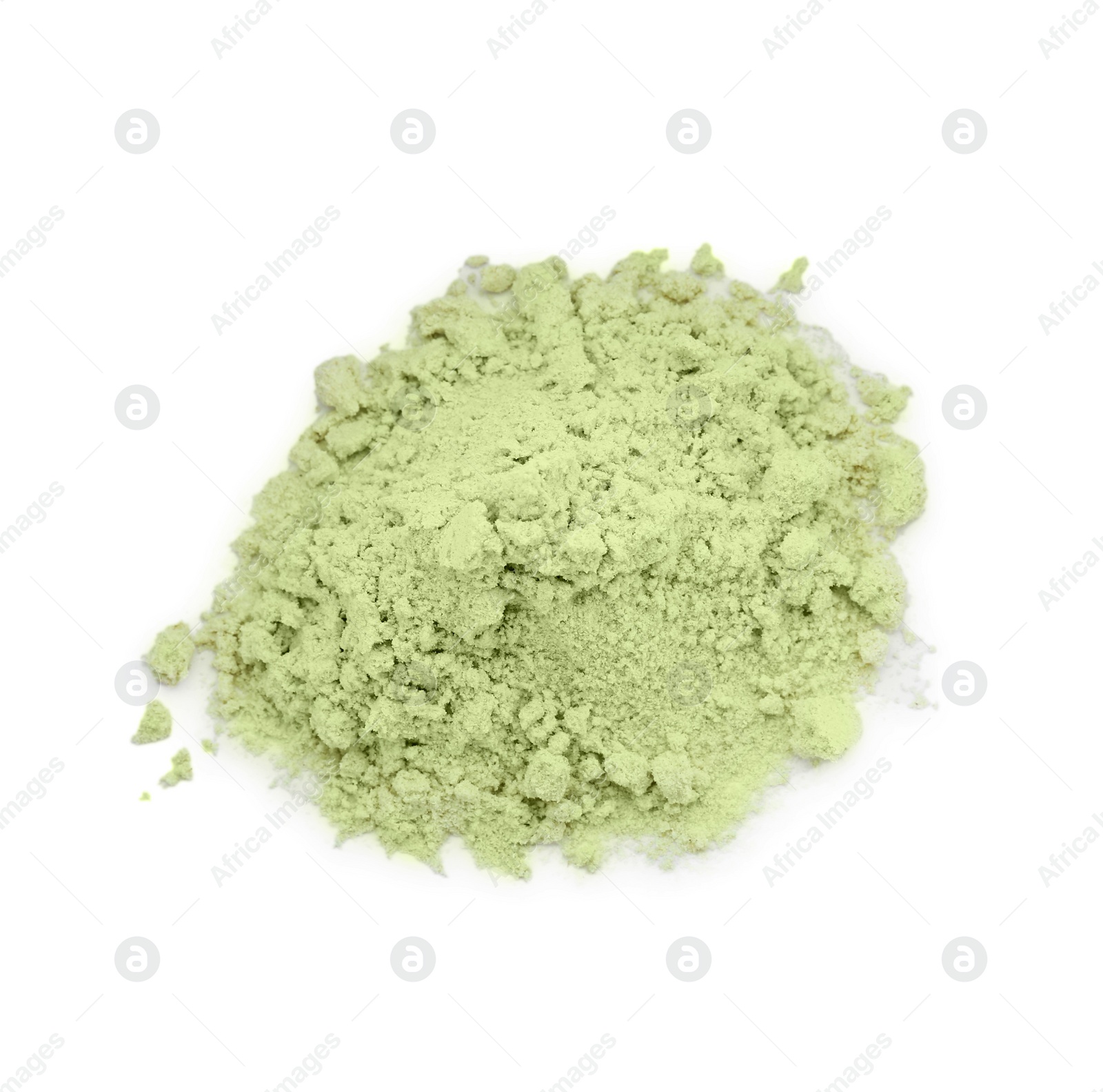 Photo of Pile of dry celery powder isolated on white, top view